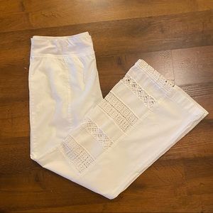 NWT Mind Set Pants by XCVI. White With Lace Bottom.